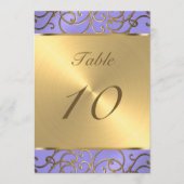 テーブル番号ラベエレガントンダーパープル金ゴールド 招待状 (正面)