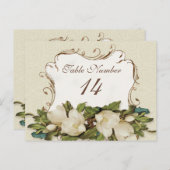 テーブル番号ヴィンテージマグノリア渦巻きダマスカード ポストカード (正面/裏面)