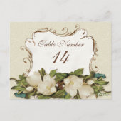 テーブル番号ヴィンテージマグノリア渦巻きダマスカード ポストカード (裏面)