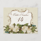 テーブル番号ヴィンテージマグノリア渦巻きダマスカード ポストカード (正面)