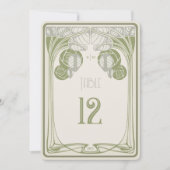 テーブル番号ヴィンテージMackintosh Trees Sage Green 招待状 (正面)