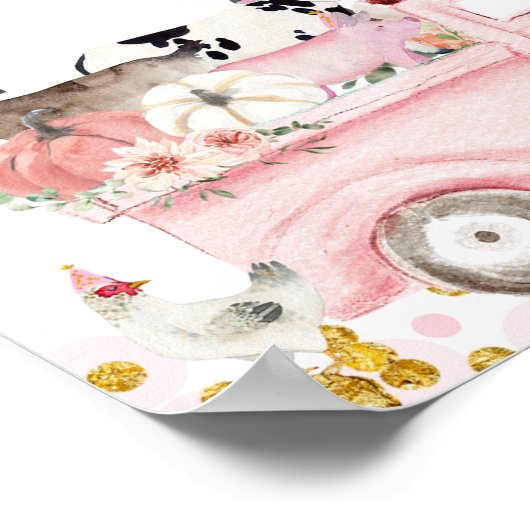 テーブル番号別ファームカボチャのピンクトラックドライブ ポスター (角)