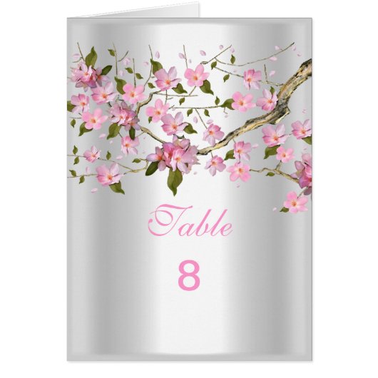 テーブル番号座席表アジアのピンク色のフローラノート (正面)