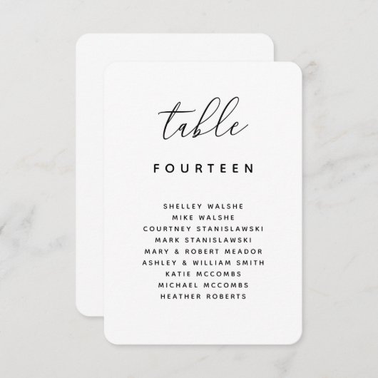 テーブル番号座席表エスコート座席表 招待状 (正面/裏面)