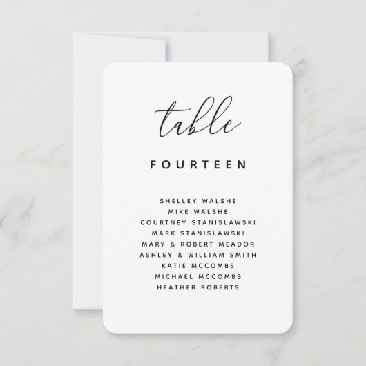 テーブル番号座席表エスコート座席表 招待状 (正面)