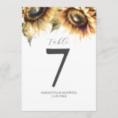 テーブル番号水彩ひまわり 招待状 (正面)