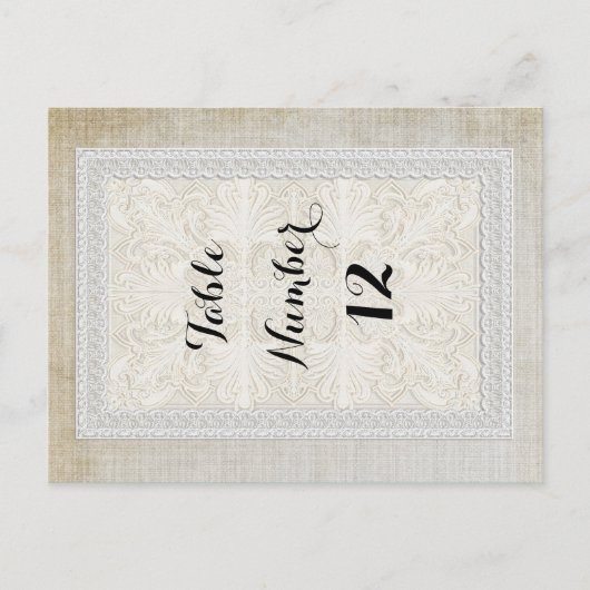 テーブル番号素朴レースWエイジヴィンテージリネン ポストカード (正面)