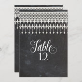 テーブル番号素朴ヴィンテージレースチョークボード 招待状 (正面/裏面)