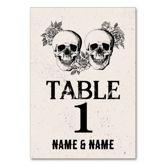 テーブル番号結婚のスカルカー素朴ドのカップル テーブルナンバー (正面)