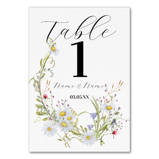 テーブル番号結婚のワイルドフラワー春 テーブルナンバー (正面)