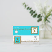 テーブル番号結婚の青い金ゴールドリーフ プレイスカード (スタンド正面)