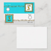 テーブル番号結婚の青い金ゴールドリーフ プレイスカード (正面/裏面)