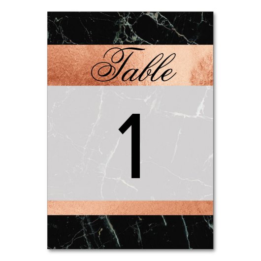 テーブル番号結婚の黒い大理石バラ金ゴールドカード テーブルナンバー (正面)