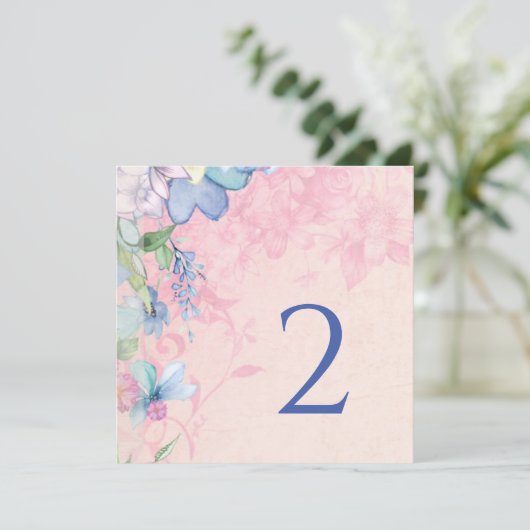 テーブル番号縁どシンプルフローラエレガント シーズンカード (スタンド正面)