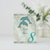 テーブル番号葉書ビーチ結婚式ドルフィン ポストカード (スタンド正面)