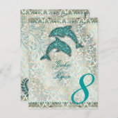 テーブル番号葉書ビーチ結婚式ドルフィン ポストカード (正面/裏面)