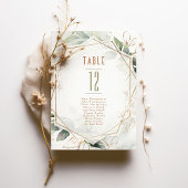 テーブル番号金ゴールドと緑のジオメト結婚リ 招待状