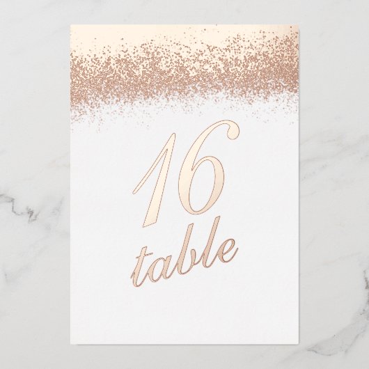 テーブル番号金ゴールドプレスグリッターフォイル招待状 箔招待状 (正面)