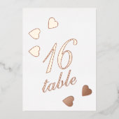 テーブル番号金ゴールド押されたハート箔 箔招待状 (正面)