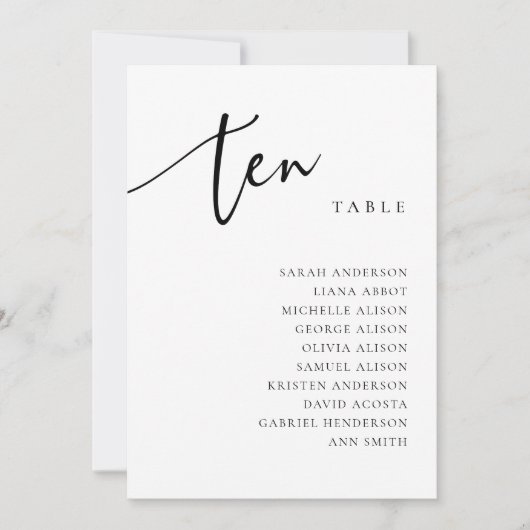 テーブル番号10 席配置カード 招待状 (正面)
