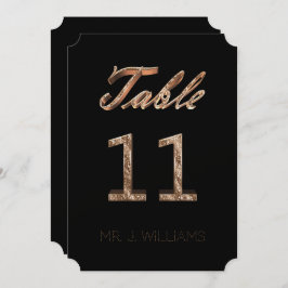テーブル番号11 ブラックゴールド エレガントなエスコートカード 招待状