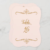 テーブル番号16, ファンシーな筆記体レタリングのレセプション 招待状 (正面/裏面)