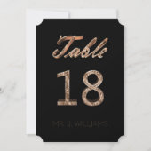 テーブル番号18 ブラックゴールド エレガントなエスコートカード 招待状 (正面)