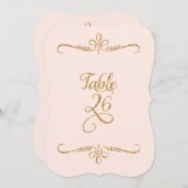 テーブル番号26、ファンシーなスクリプトレタリングのレセプション 招待状 (正面/裏面)