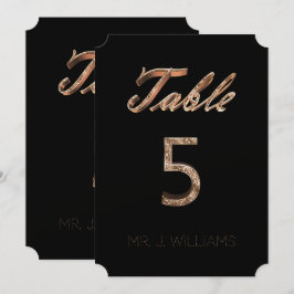 テーブル番号5 ブラックゴールド エレガントな案内カード 招待状