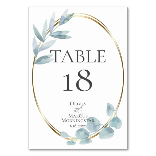 テーブル番号 |ほこりっぽい青い水色ユーカリ (裏面)