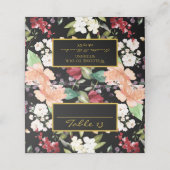 テーブル番号 |ようこそエレガントブラック金ゴールドフローラ プレイスカード (外部開封)