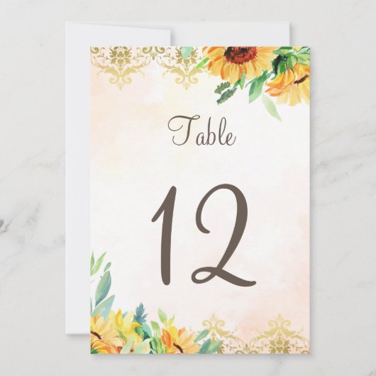 テーブル番号 ウェディング フラワーズ ひまわり 招待状 (正面)