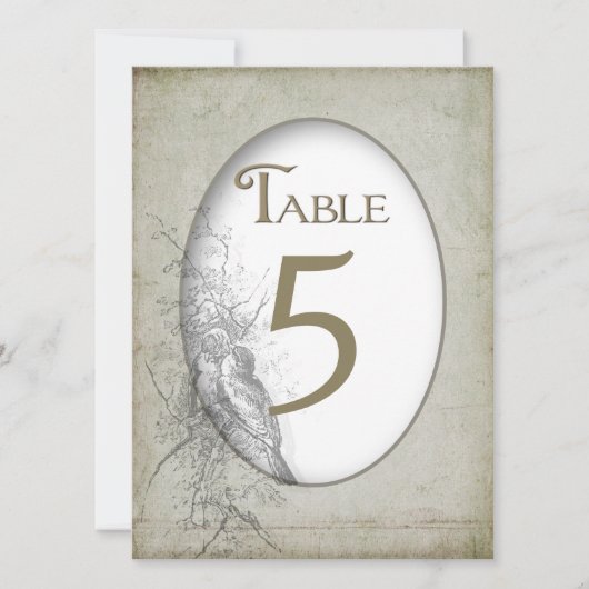 テーブル番号 カード 5.5 X 7.5 - ヴィンテージ 鳥コレクション (正面)