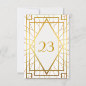 テーブル番号, グレートギャツビー, エレガント, シック, ホワイトゴールド 招待状 (正面)
