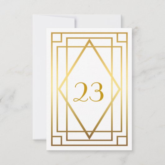 テーブル番号,グレートギャツビー,エレガント,シック,ホワイトゴールド 招待状 (正面)