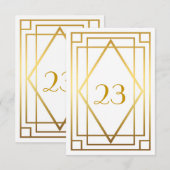 テーブル番号,グレートギャツビー,エレガント,シック,ホワイトゴールド 招待状 (正面/裏面)