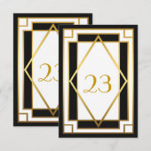 テーブル番号,グレートギャツビー,エレガント,シック,白 黒 招待状 (正面/裏面)