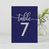 テーブル番号 | ネイビーエレガントブルーシルバー結婚ズ 招待状 (スタンド正面)