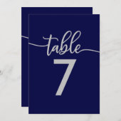 テーブル番号 | ネイビーエレガントブルーシルバー結婚ズ 招待状 (正面/裏面)