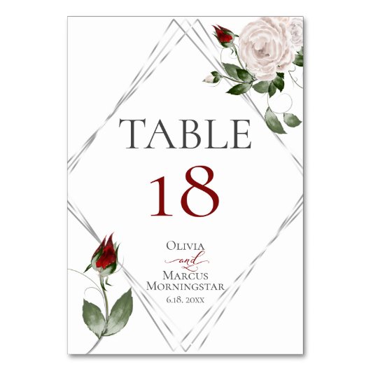 テーブル番号 | 水彩の頬紅とカベルネのバラ (正面)