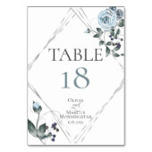 テーブル番号 |水彩ほこりっぽいブルーフローラシルバー (裏面)