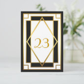 テーブル番号，素晴らしギャツビーエレガント，シック，ホワイトブラック 招待状 (スタンド正面)