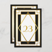 テーブル番号，素晴らしギャツビーエレガント，シック，ホワイトブラック 招待状 (正面/裏面)