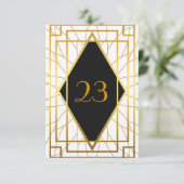 テーブル番号，素晴らしギャツビーエレガント，白金ゴールドブラック 招待状 (スタンド正面)