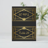 テーブル番号、結婚式、会議、グレートギャツビー、黒 招待状 (スタンド正面)