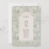 テーブル番号Sage Green William Morris Pimpernel 招待状 (正面)