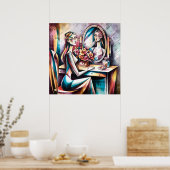 テーブル着替え女モダン抽象芸術美しい芸術 ポスター (キッチン)