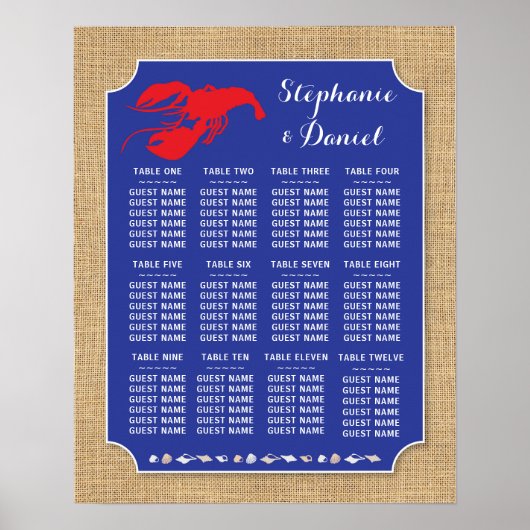 テーブル結婚のザリガニ煮沸ロブスターポスター席 ポスター (正面)