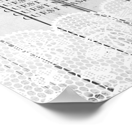 テーブル結婚のレース素朴グレーの木製ポスターシート ポスター (角)