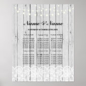 テーブル結婚のレース素朴グレーの木製ポスターシート ポスター (正面)